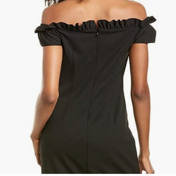 Trina Turk Black Off the Shoulder Ruffled Seek Dress Size 0 NWT - Picture 2 of 5